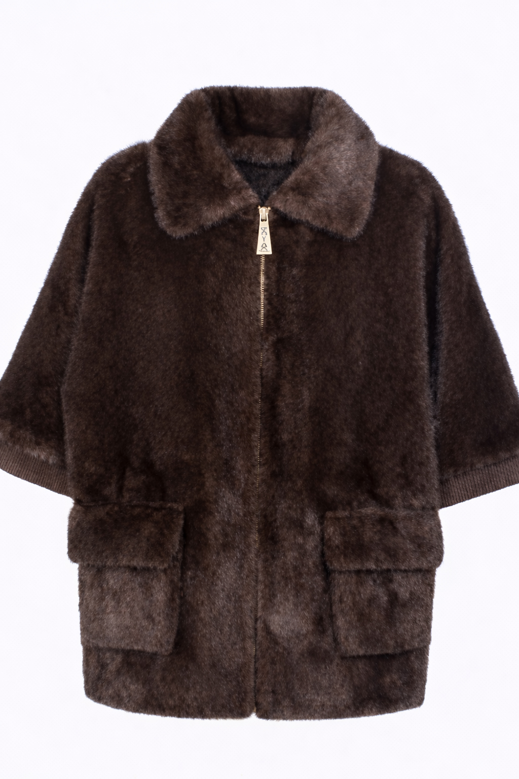 MANTELLA FAUX FUR FAKE MINK MANICA MAGLIA,2 TG,100%PL,M PRC    - BROWN